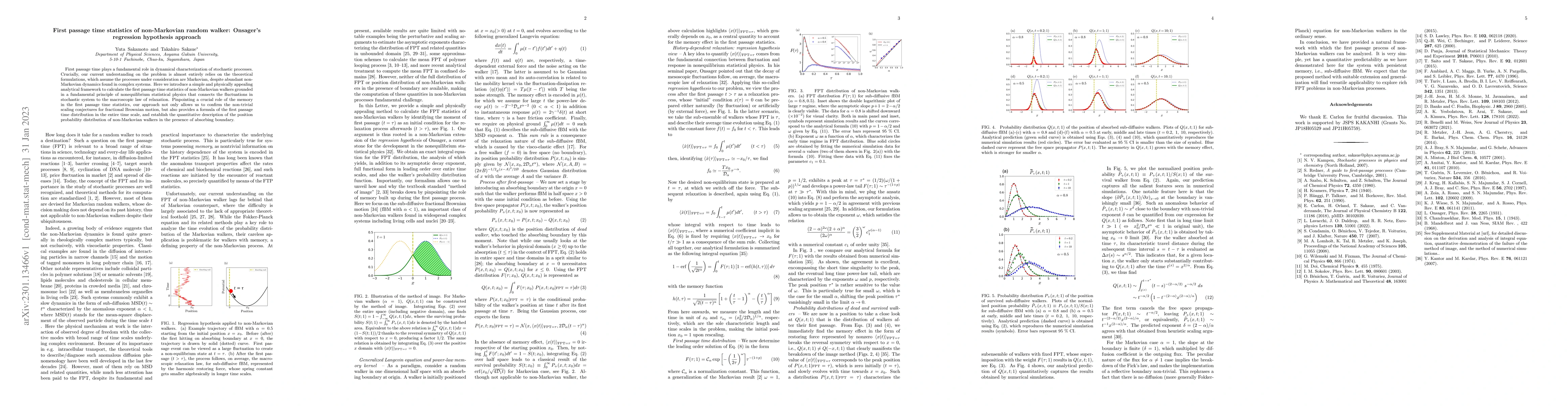 Thumbnail for First passage time statistics of non-Markovian random walker: Onsager's
  regression hypothesis approach