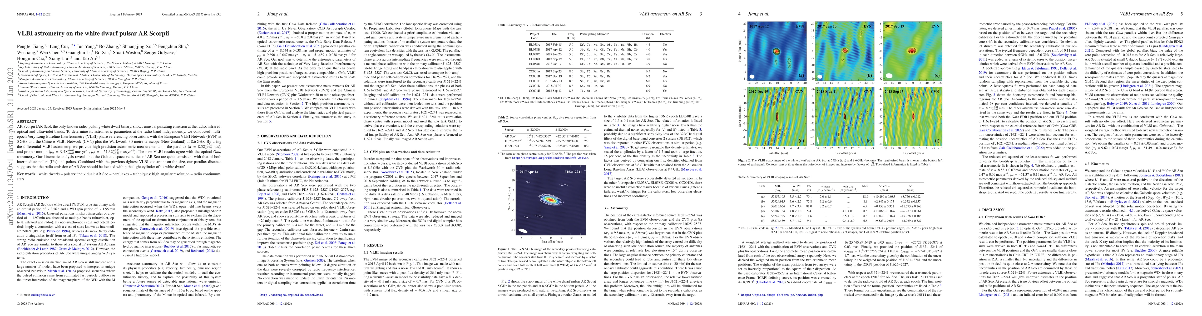 Thumbnail for VLBI astrometry on the white dwarf pulsar AR Scorpii