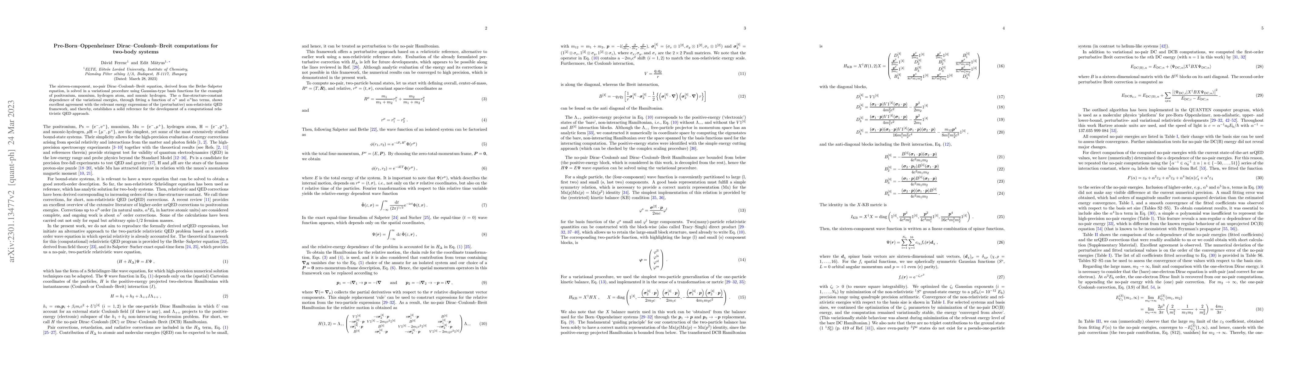 Thumbnail for Pre-Born-Oppenheimer Dirac-Coulomb-Breit computations for two-body
  systems