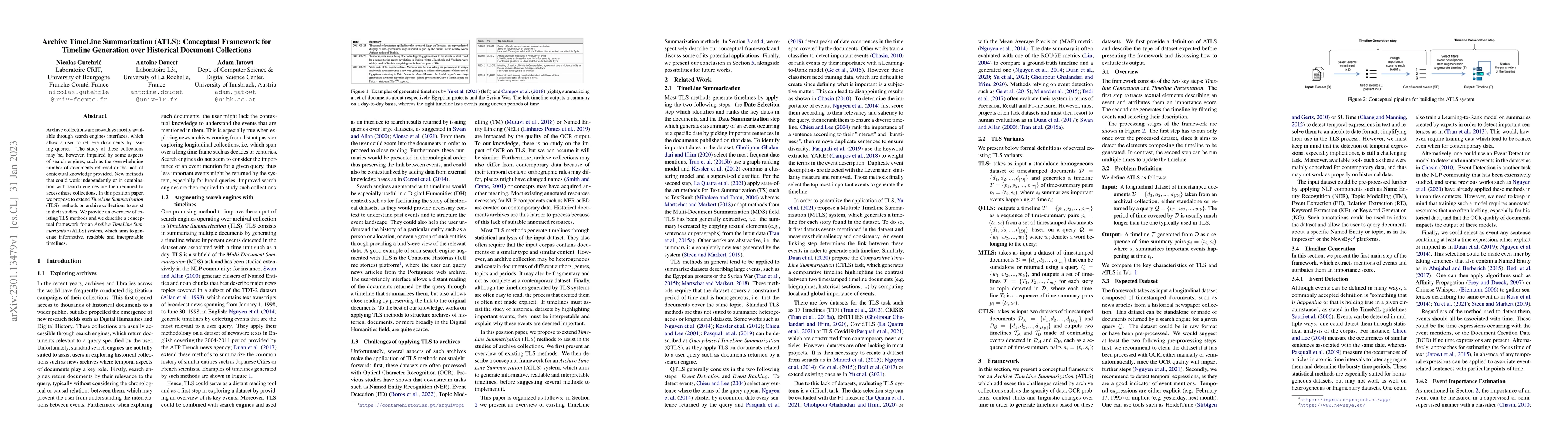 Thumbnail for Archive TimeLine Summarization (ATLS): Conceptual Framework for Timeline
  Generation over Historical Document Collections