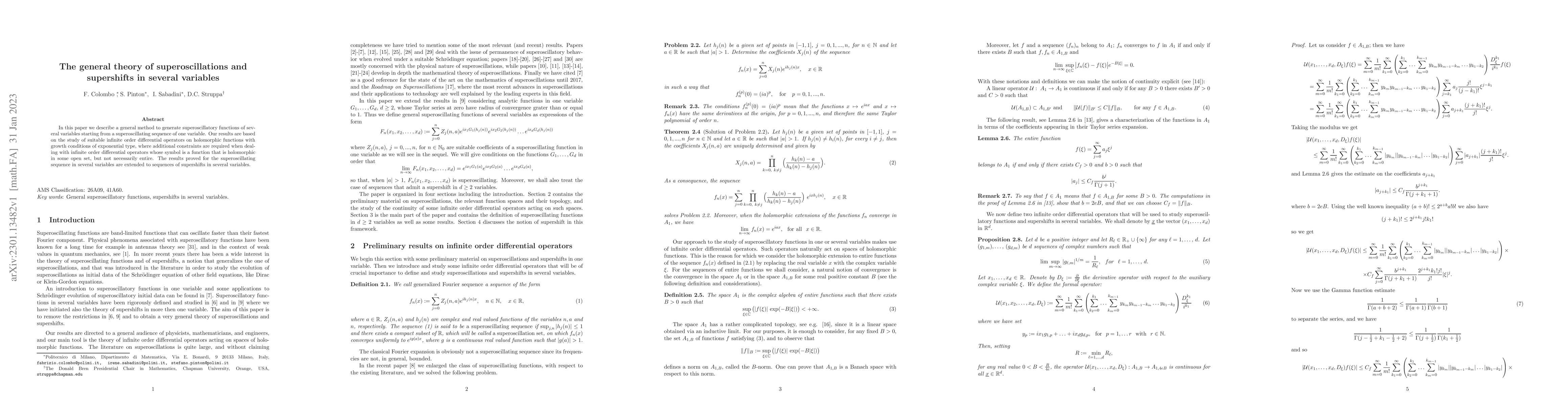 Thumbnail for The general theory of superoscillations and supershifts in several
  variables
