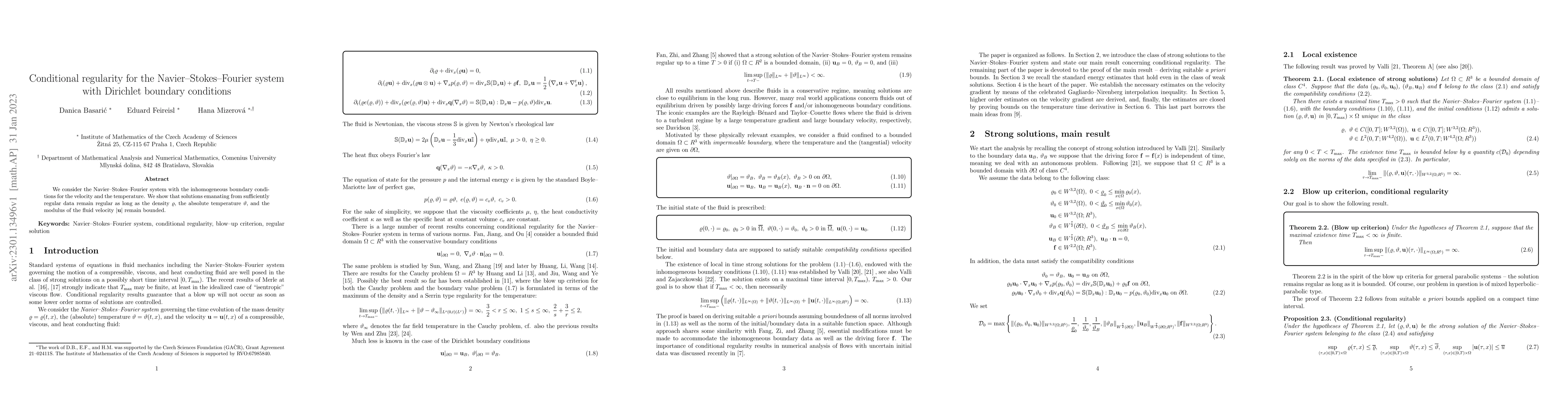Thumbnail for Conditional regularity for the Navier-Stokes-Fourier system with
  Dirichlet boundary conditions