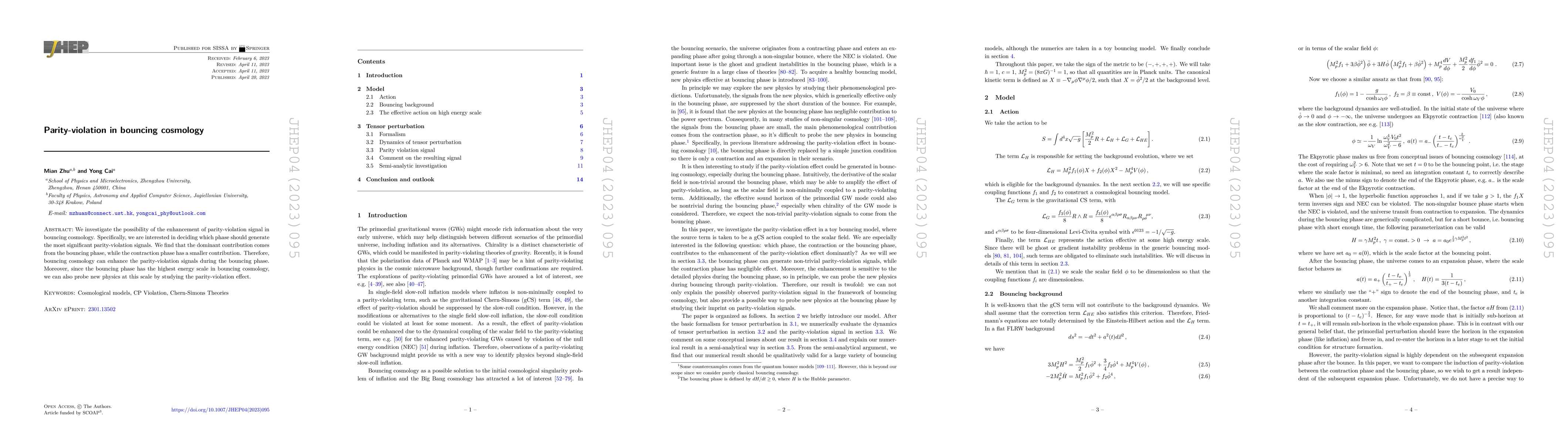 Thumbnail for Parity-violation in bouncing cosmology