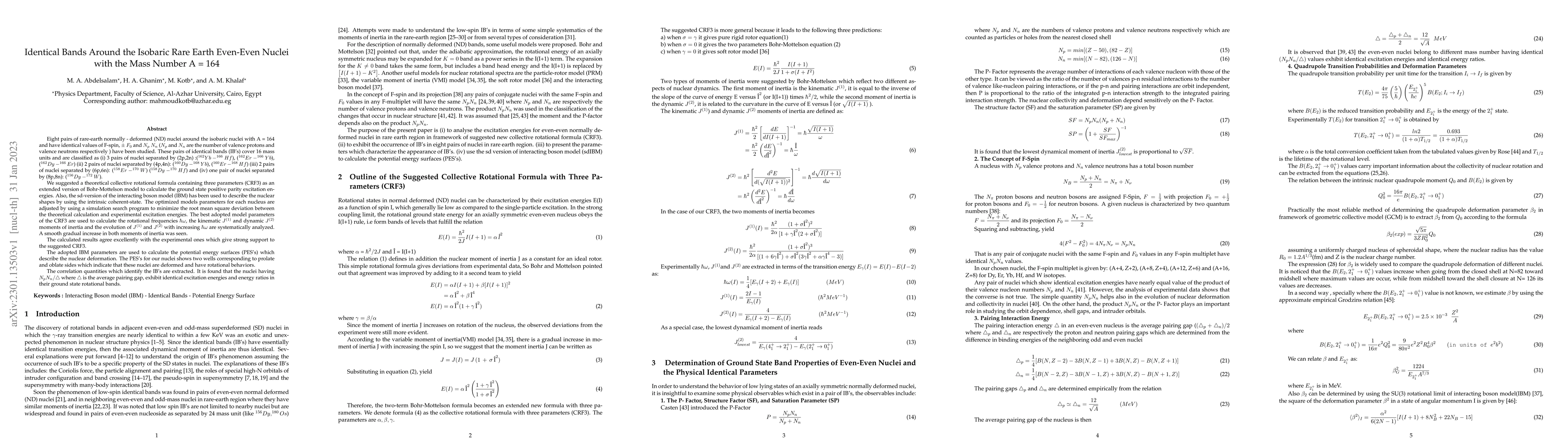 Thumbnail for Identical Bands Around the Isobaric Rare Earth Even-Even Nuclei with the
  Mass Number A = 164