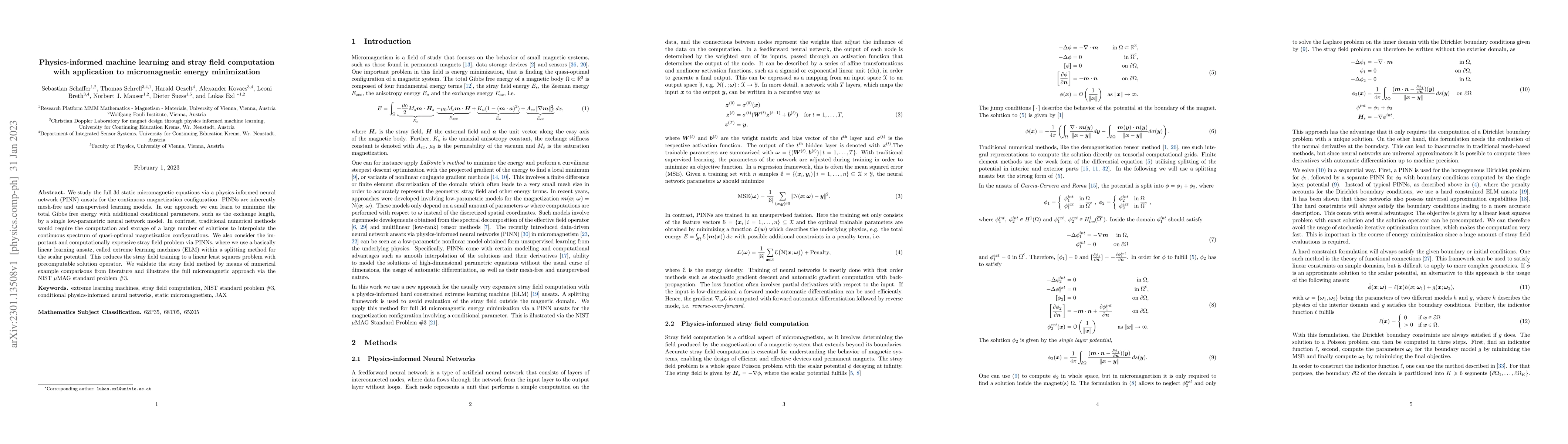 Thumbnail for Physics-informed machine learning and stray field computation with
  application to micromagnetic energy minimization