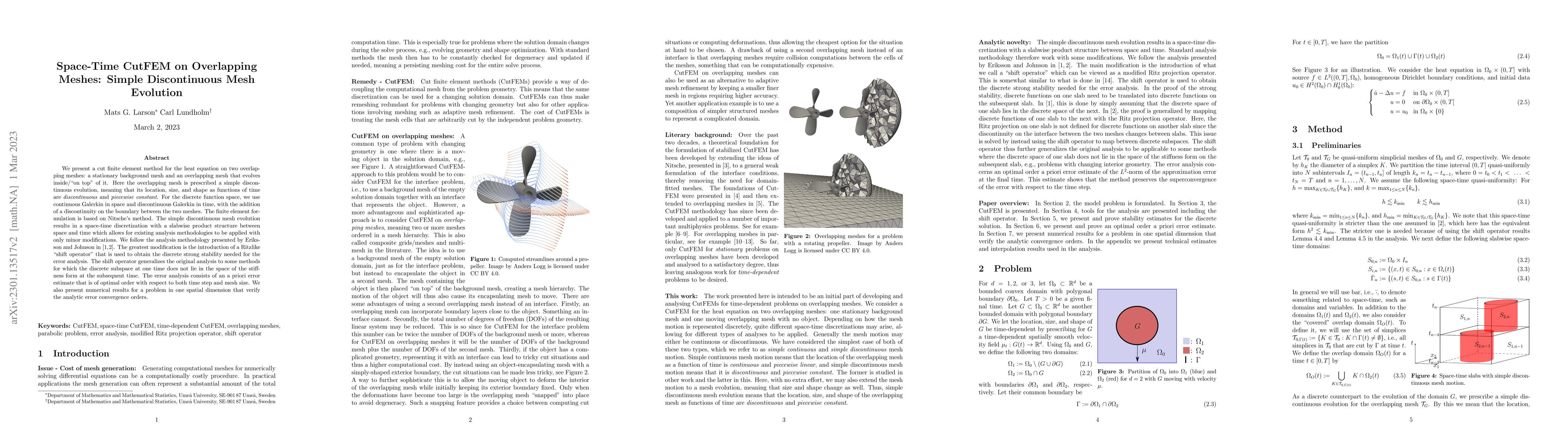Thumbnail for Space-Time CutFEM on Overlapping Meshes: Simple Discontinuous Mesh
  Evolution