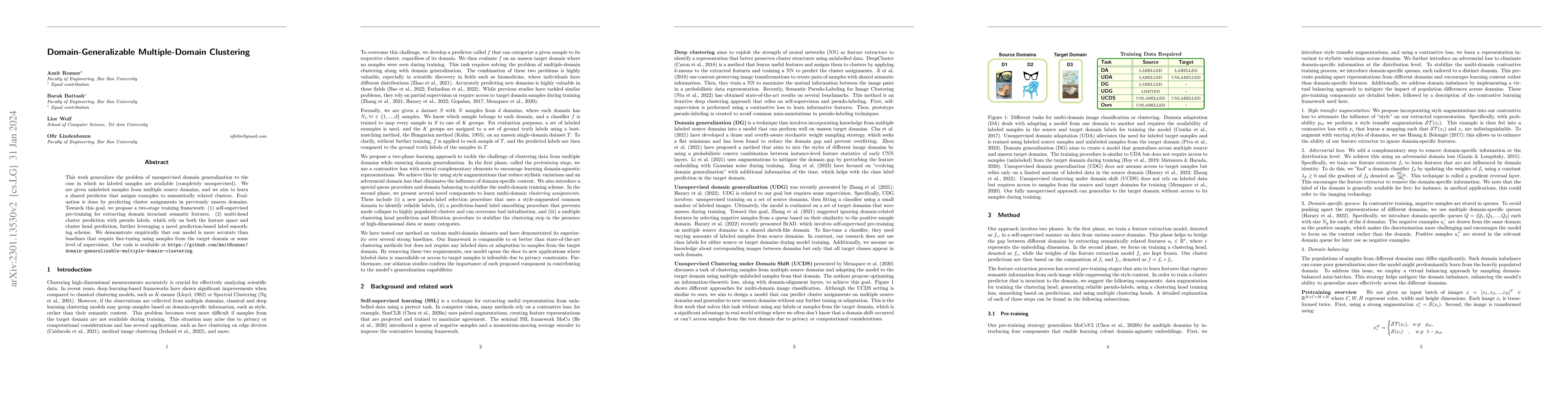 Thumbnail for Domain-Generalizable Multiple-Domain Clustering
