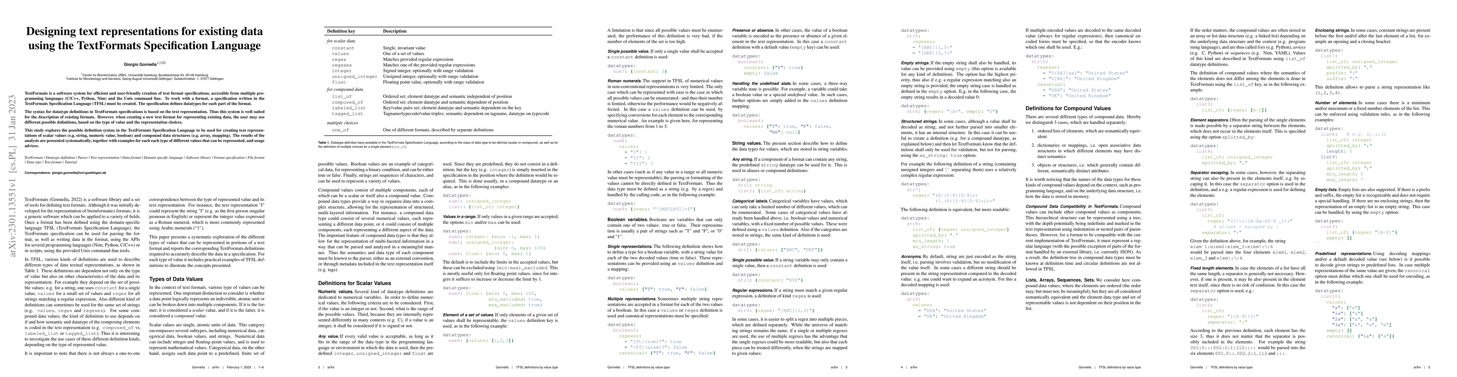 Thumbnail for Designing text representations for existing data using the TextFormats
  Specification Language
