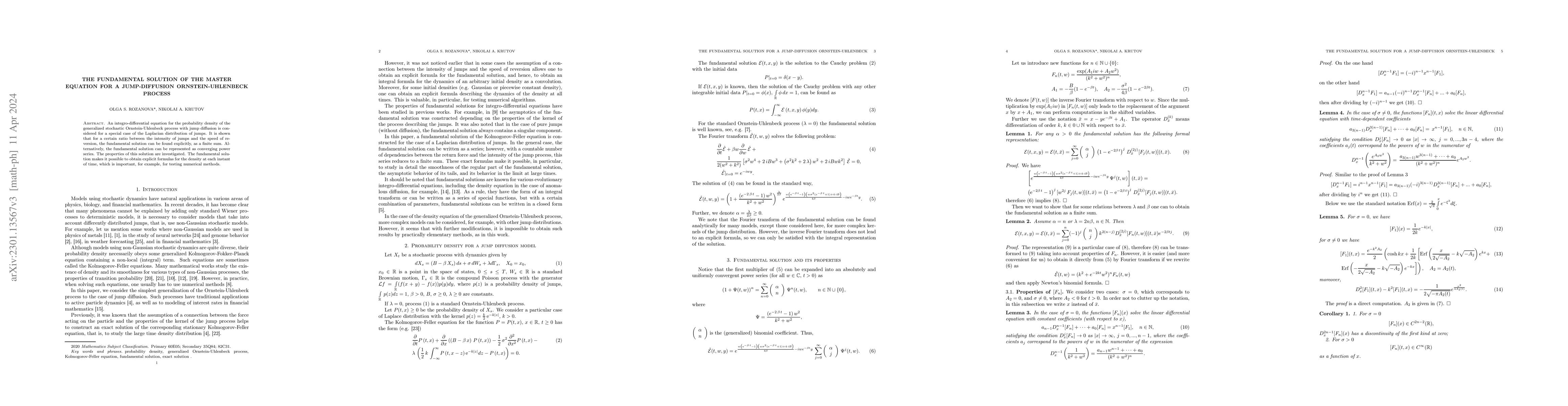 Thumbnail for An explicit form of the fundamental solution of the master equation for
  a jump-diffusion Ornstein-Uhlenbeck process