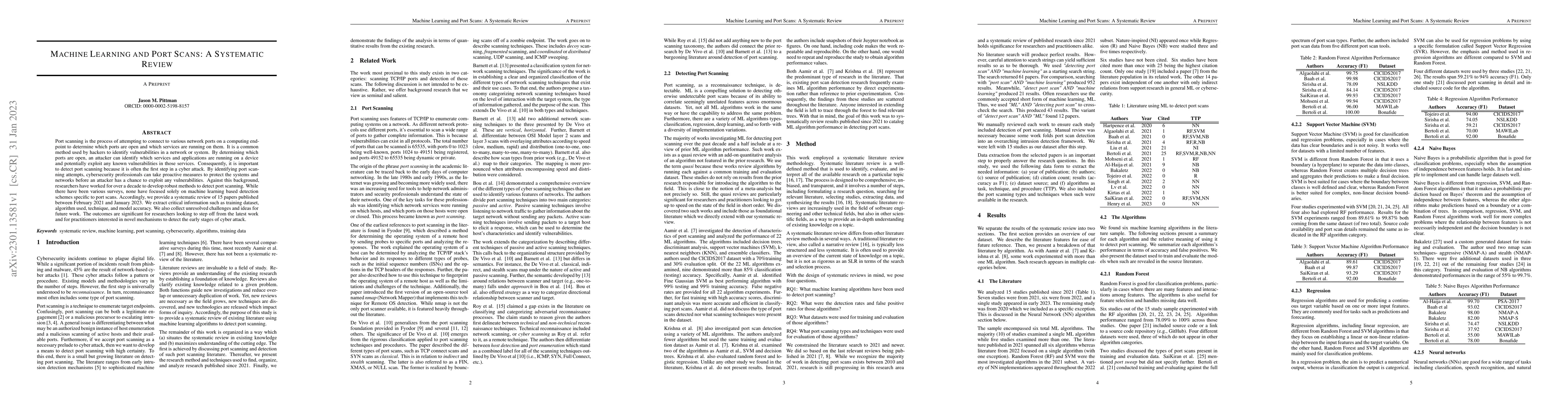 Thumbnail for Machine Learning and Port Scans: A Systematic Review