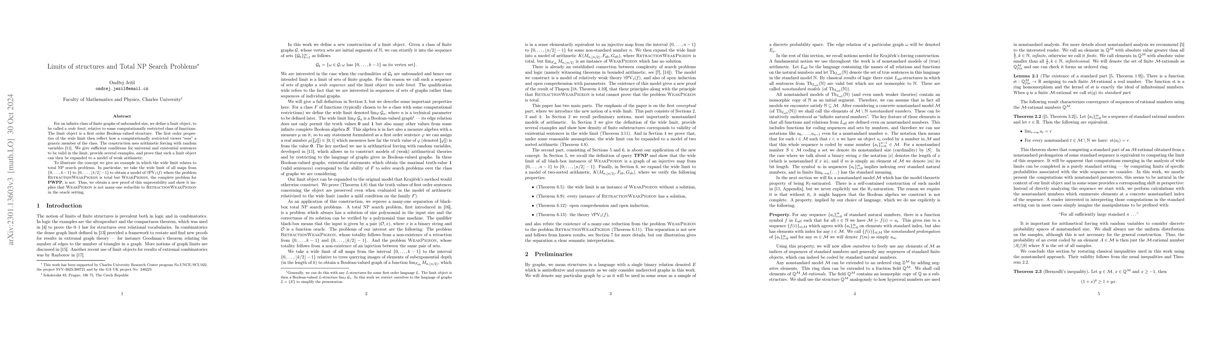Thumbnail for Limits of structures and Total NP Search Problems