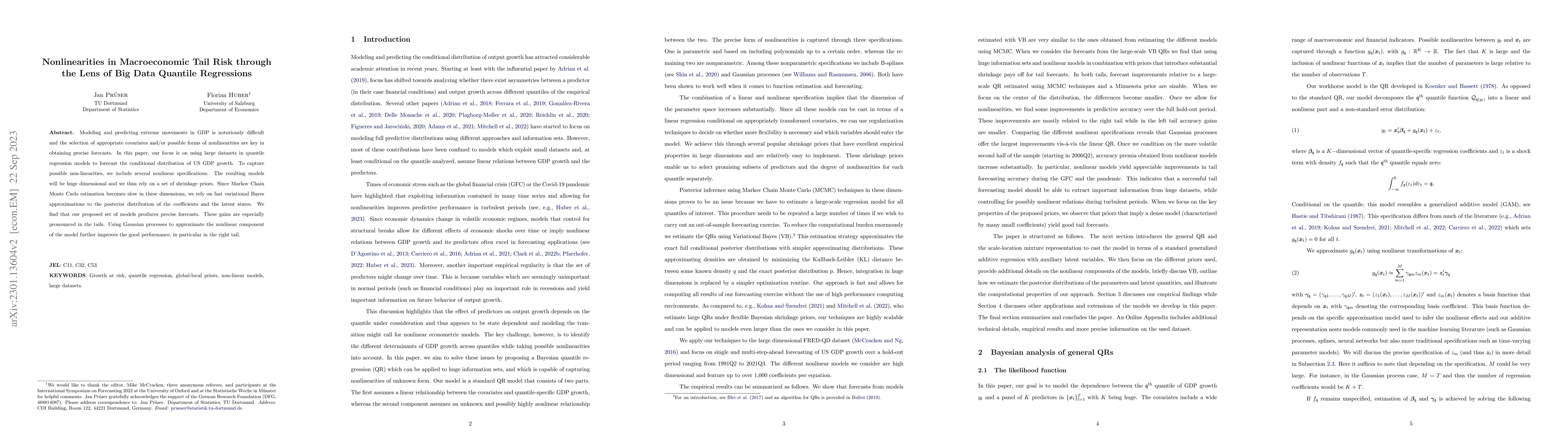 Thumbnail for Nonlinearities in Macroeconomic Tail Risk through the Lens of Big Data
  Quantile Regressions