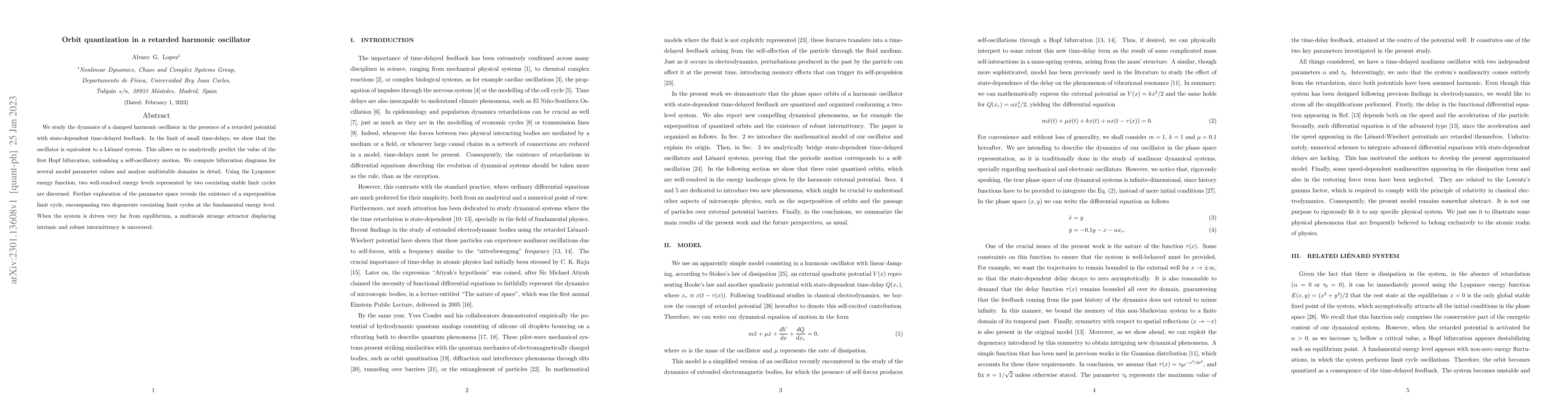 Thumbnail for Orbit quantization in a retarded harmonic oscillator