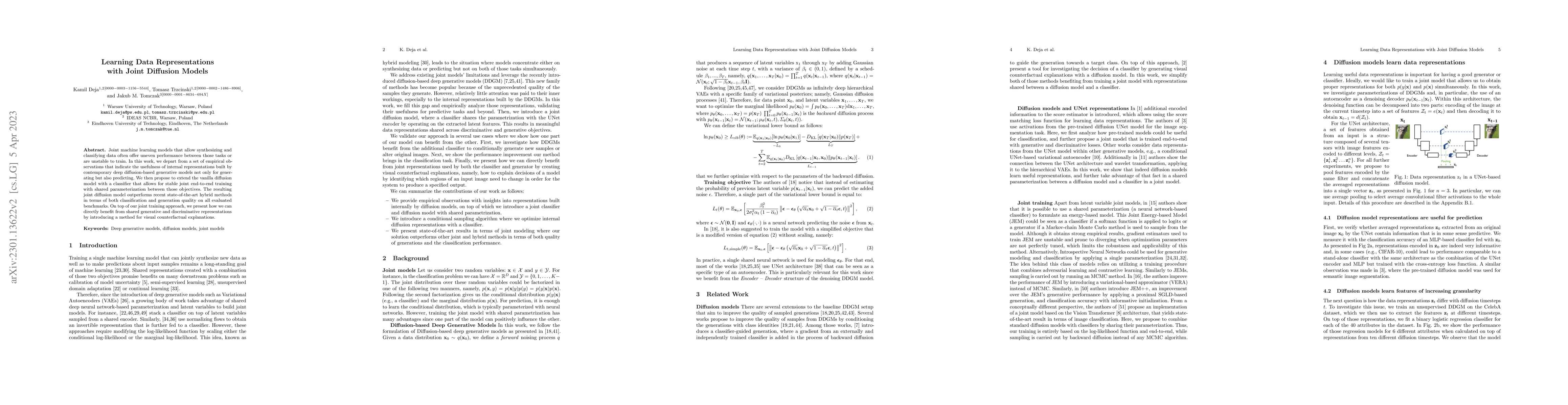 Thumbnail for Learning Data Representations with Joint Diffusion Models