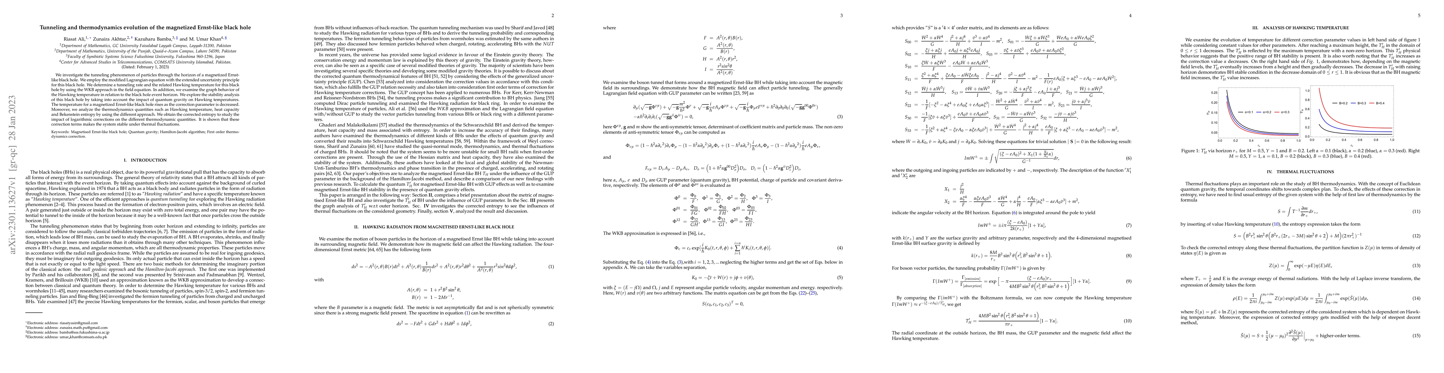 Thumbnail for Tunneling and thermodynamics evolution of the magnetized Ernst-like
  black hole