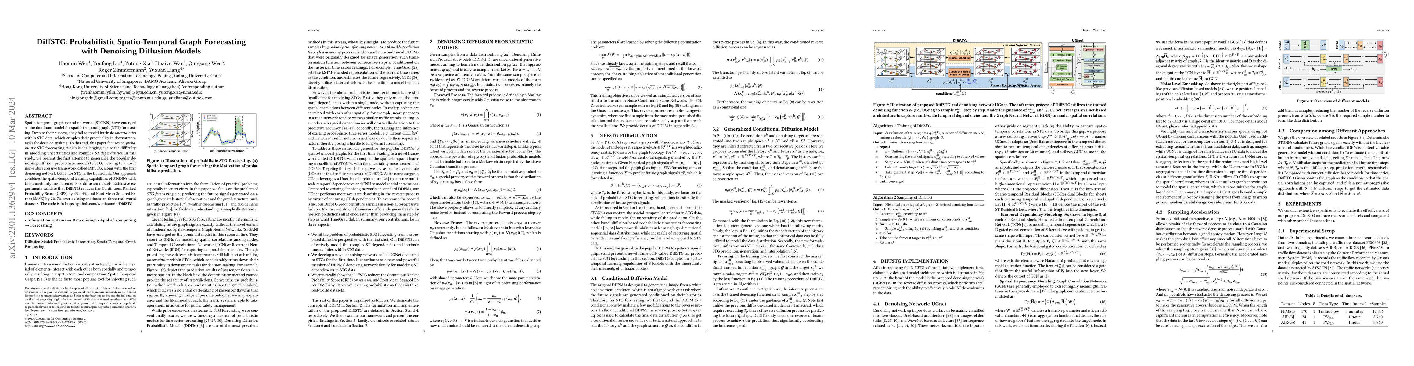 Thumbnail for DiffSTG: Probabilistic Spatio-Temporal Graph Forecasting with Denoising
  Diffusion Models