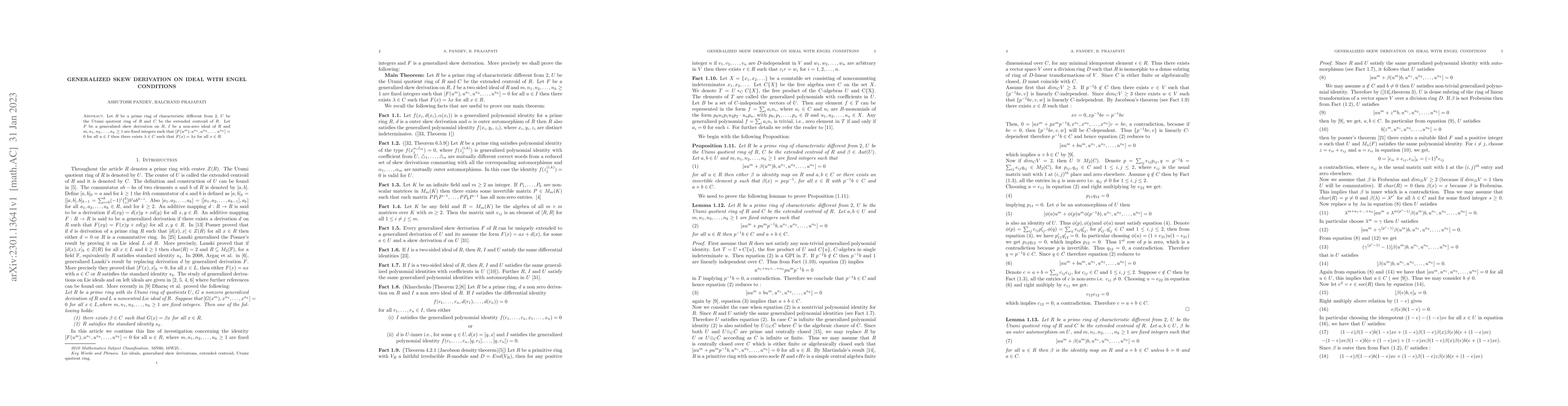 Thumbnail for Generalized skew derivations on ideal with engel conditions