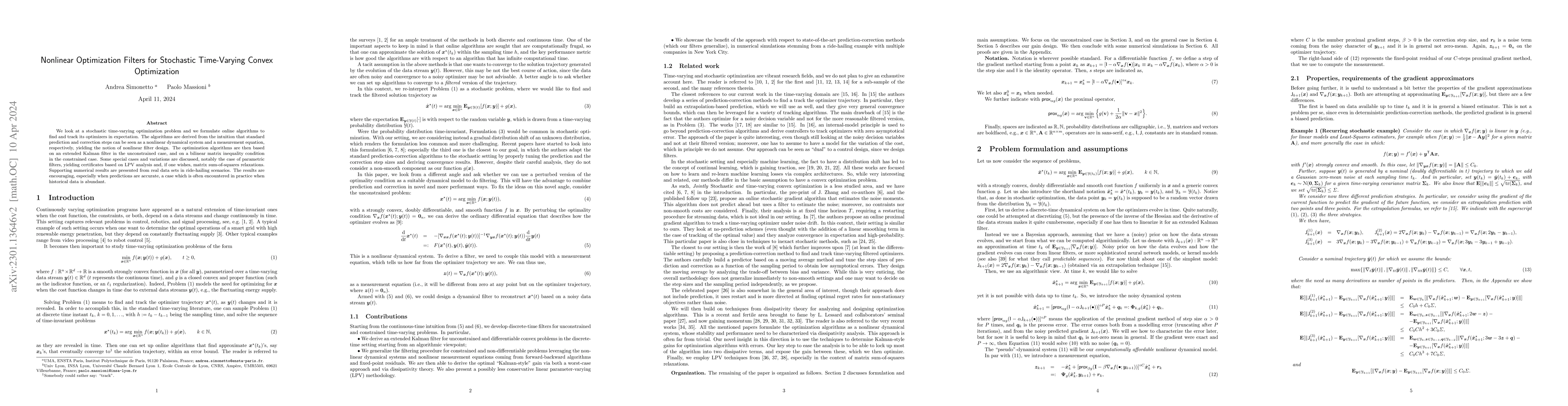Thumbnail for Nonlinear Optimization Filters for Stochastic Time-Varying Convex
  Optimization