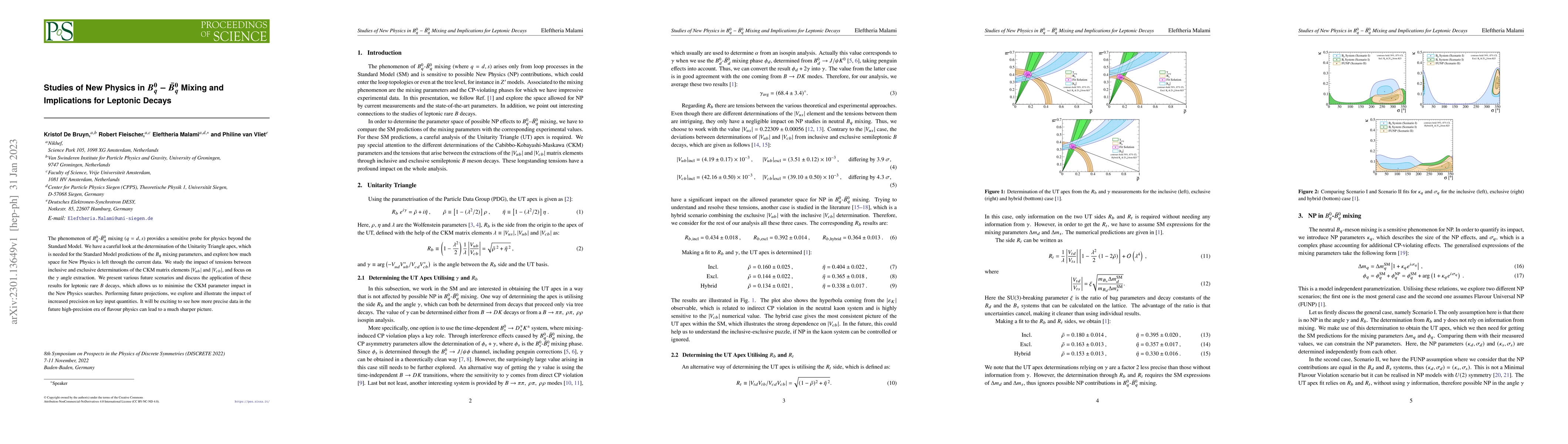 Thumbnail for Studies of New Physics in $B^0_q-\bar{B}^0_q$ Mixing and Implications
  for Leptonic Decays