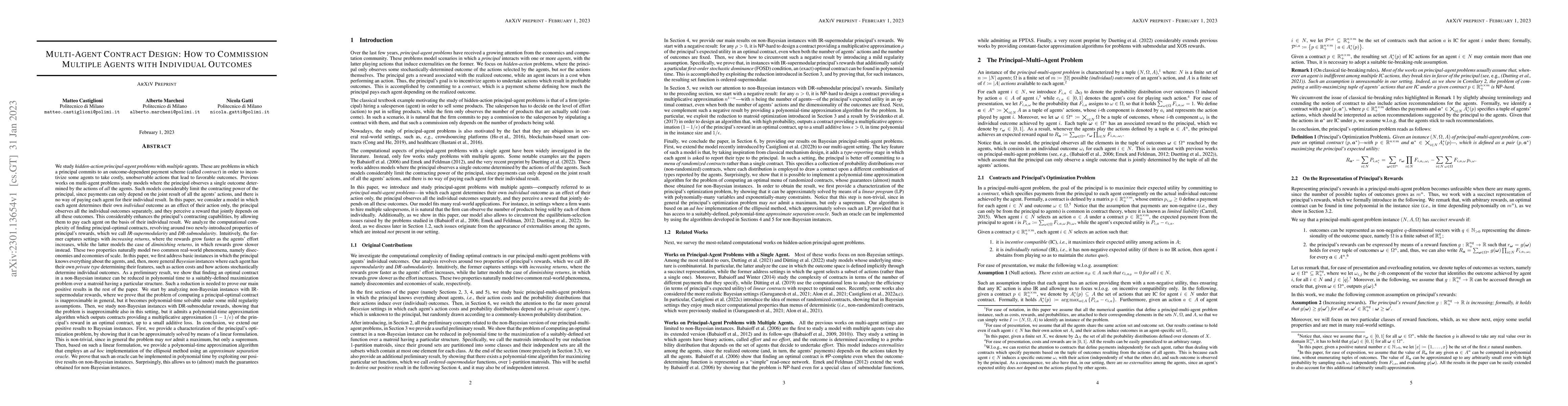 Thumbnail for Multi-Agent Contract Design: How to Commission Multiple Agents with
  Individual Outcome