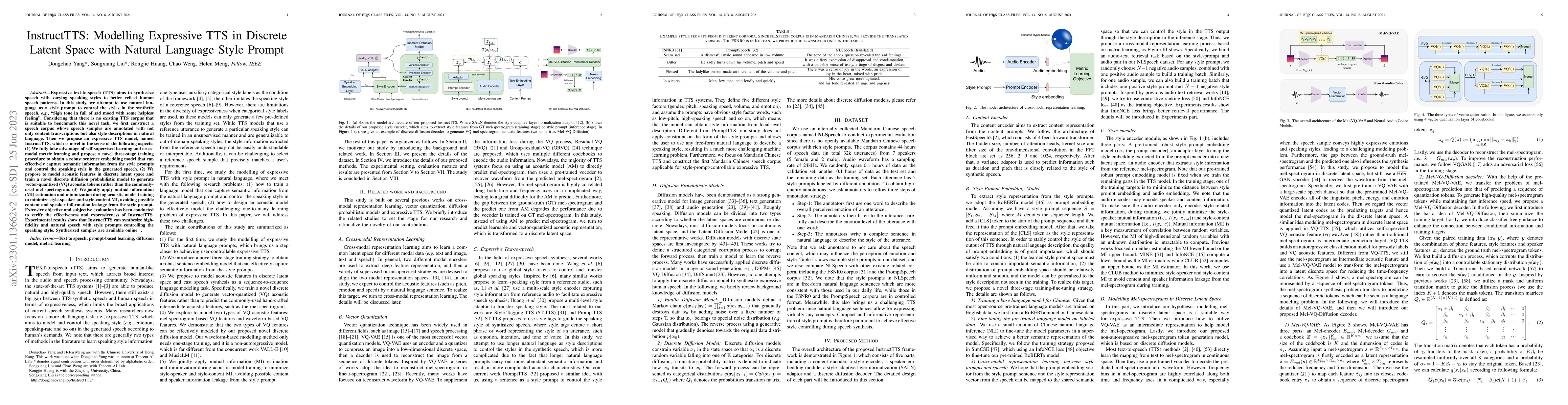 Thumbnail for InstructTTS: Modelling Expressive TTS in Discrete Latent Space with
  Natural Language Style Prompt
