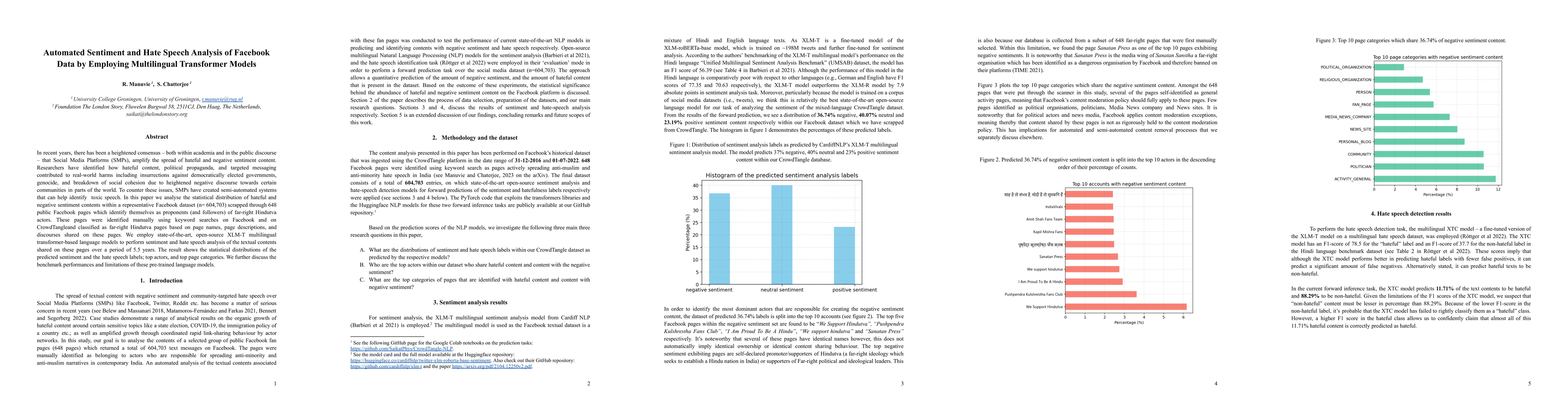 Thumbnail for Automated Sentiment and Hate Speech Analysis of Facebook Data by
  Employing Multilingual Transformer Models