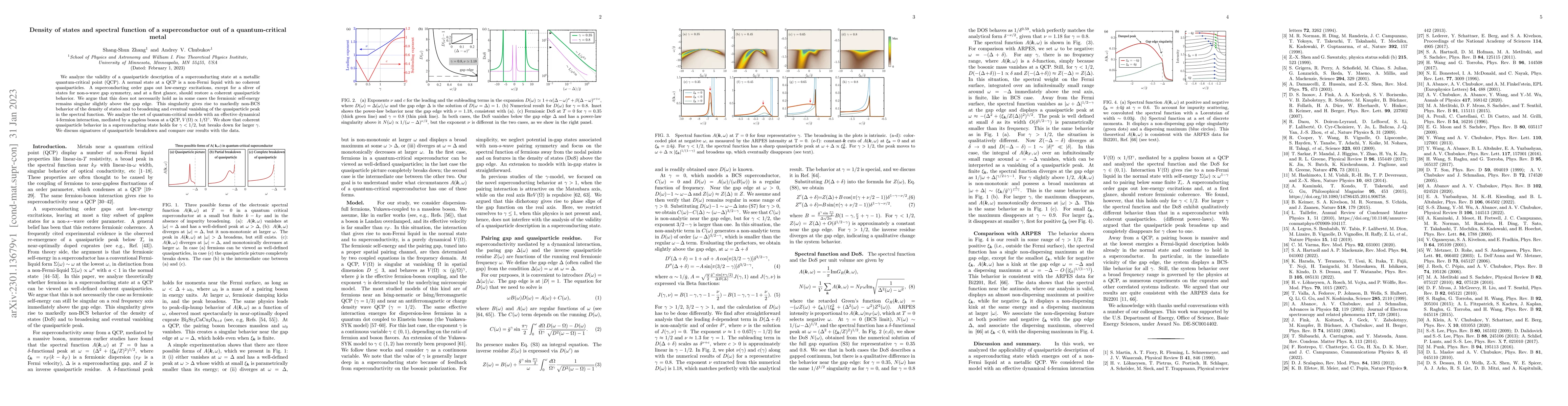 Thumbnail for Density of states and spectral function of a superconductor out of a
  quantum-critical metal