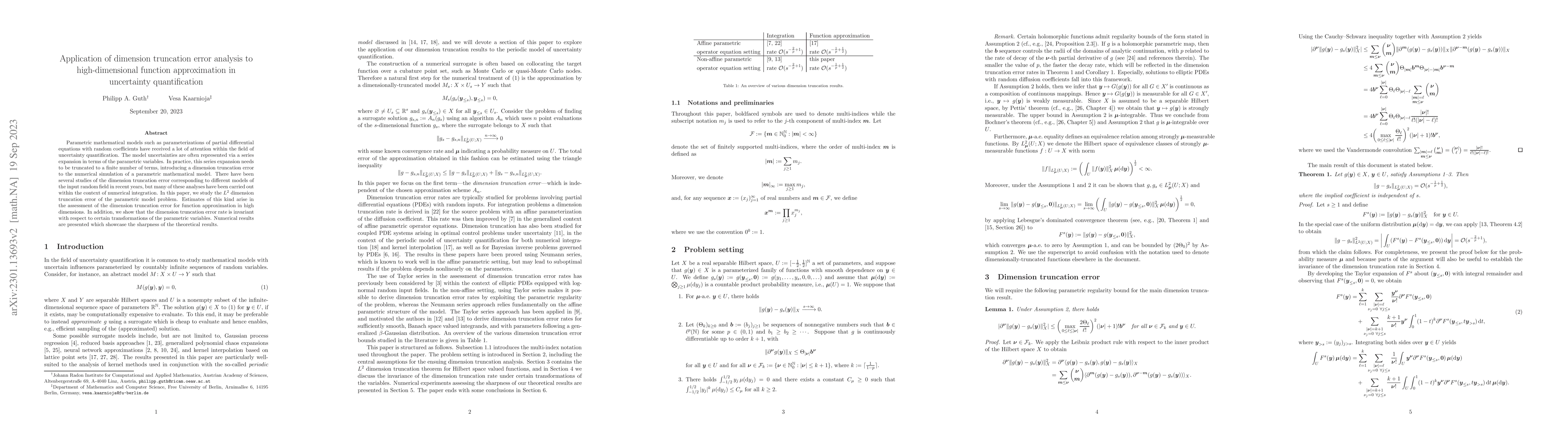 Thumbnail for Application of dimension truncation error analysis to high-dimensional
  function approximation in uncertainty quantification