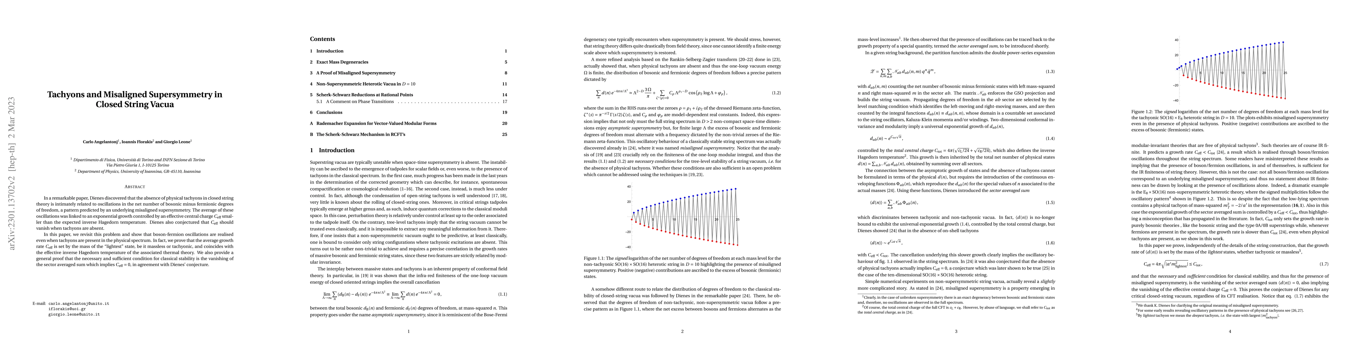 Thumbnail for Tachyons and Misaligned Supersymmetry in Closed String Vacua