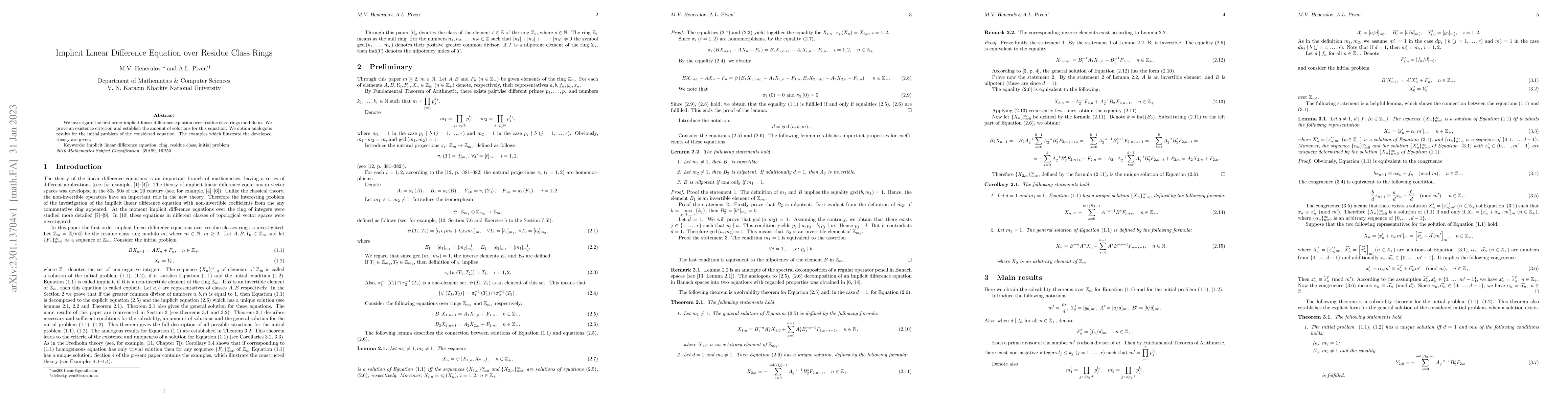Thumbnail for Implicit Linear Difference Equation over Residue Class Rings