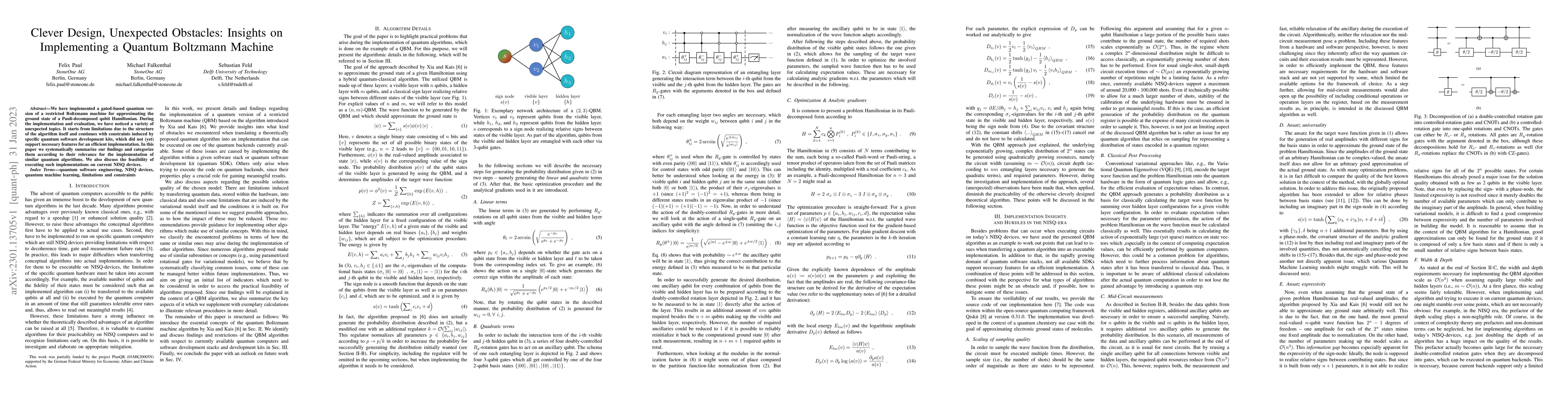 Thumbnail for Clever Design, Unexpected Obstacles: Insights on Implementing a Quantum
  Boltzmann Machine