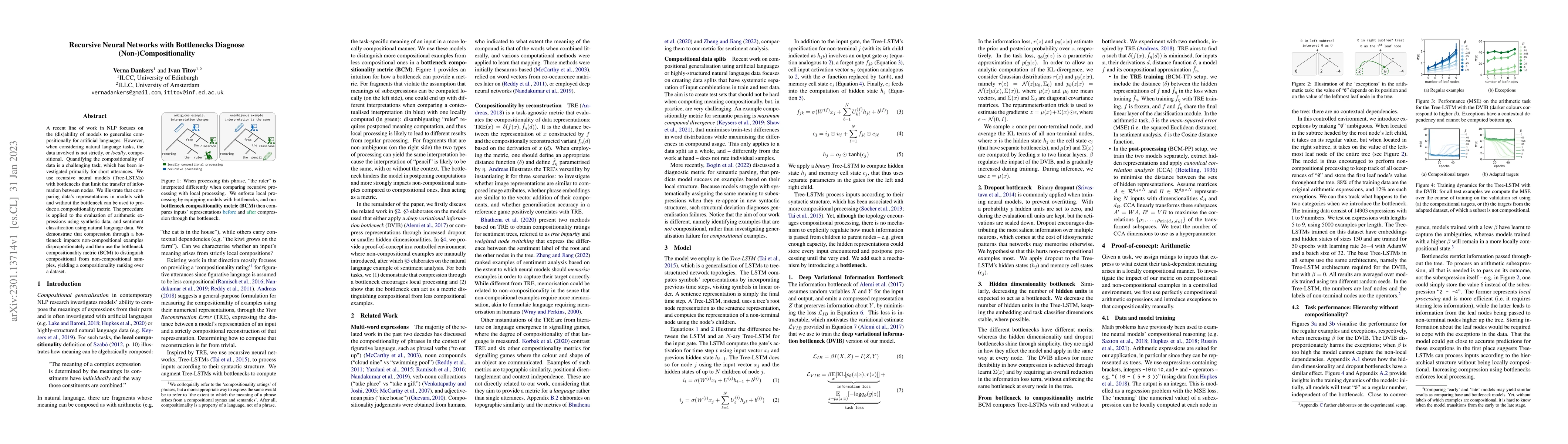 Thumbnail for Recursive Neural Networks with Bottlenecks Diagnose
  (Non-)Compositionality