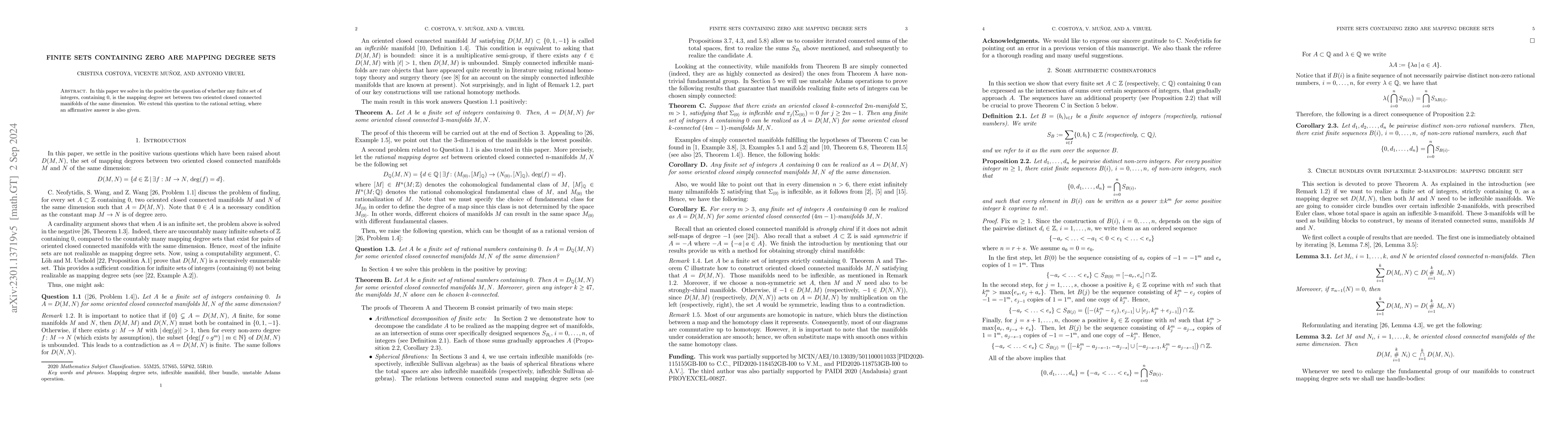 Thumbnail for Finite sets containing zero are mapping degree sets
