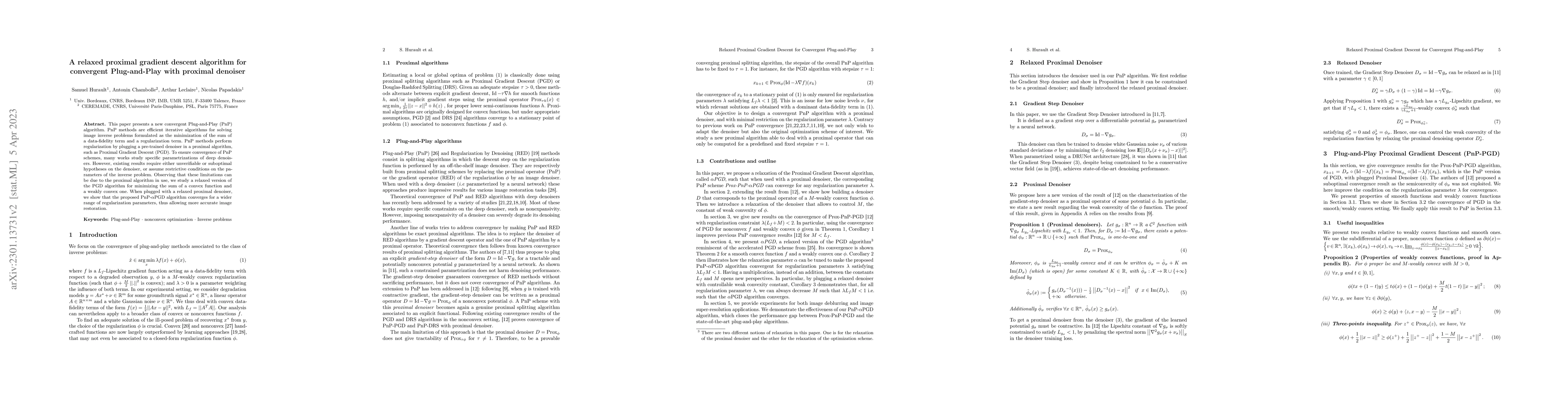 Thumbnail for A relaxed proximal gradient descent algorithm for convergent
  plug-and-play with proximal denoiser