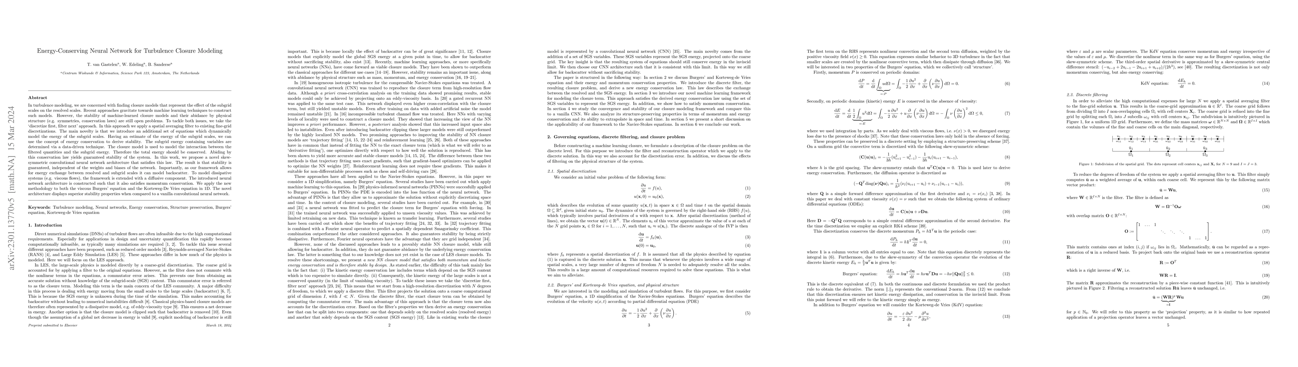 Thumbnail for Energy-Conserving Neural Network for Turbulence Closure Modeling