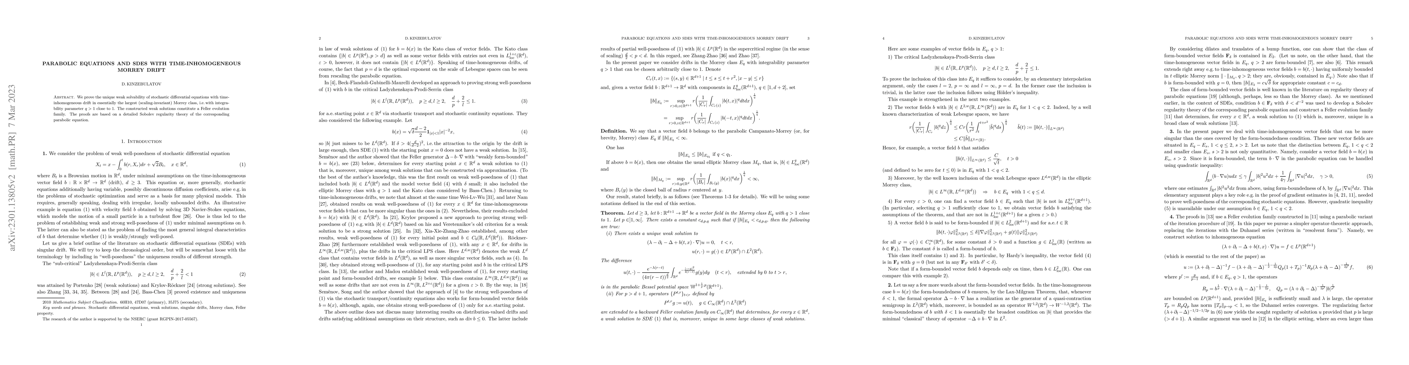 Thumbnail for Parabolic equations and SDEs with time-inhomogeneous Morrey drift