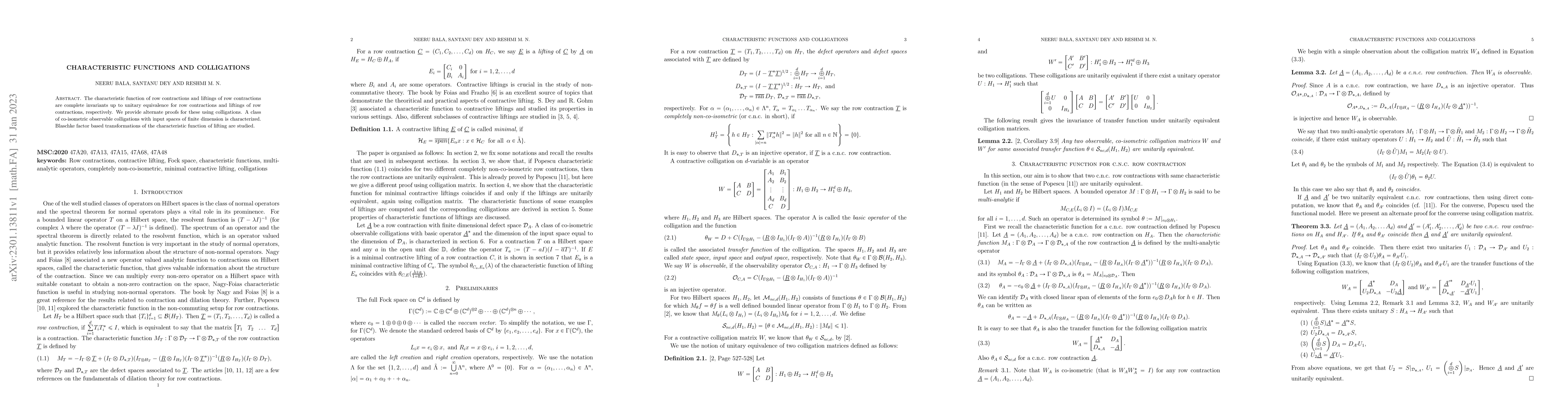 Thumbnail for Characteristic functions and Colligations