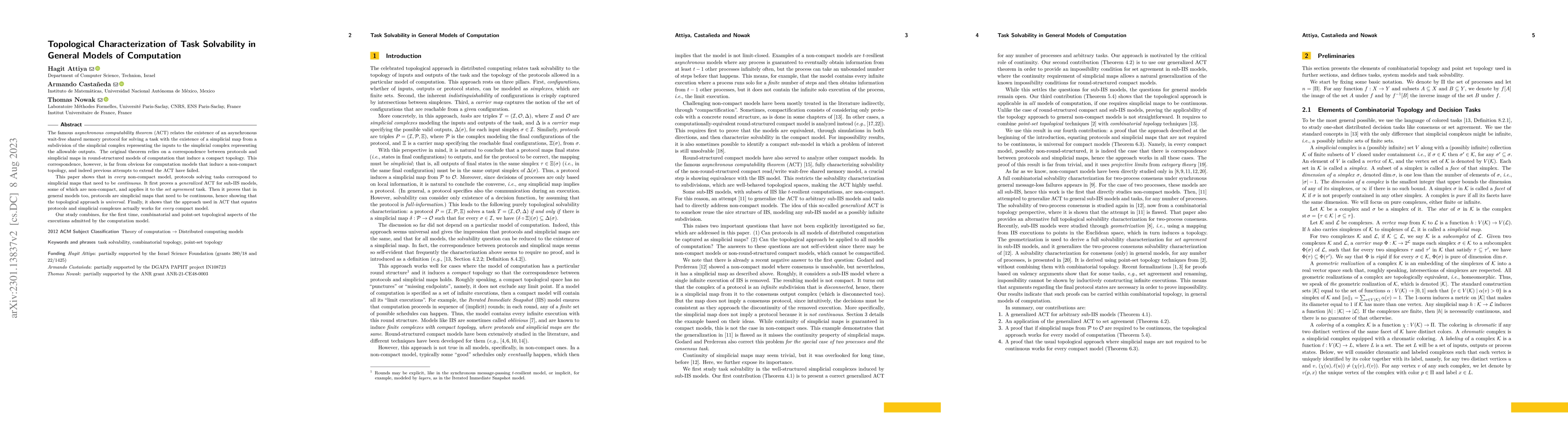 Thumbnail for Topological Characterization of Task Solvability in General Models of
  Computation