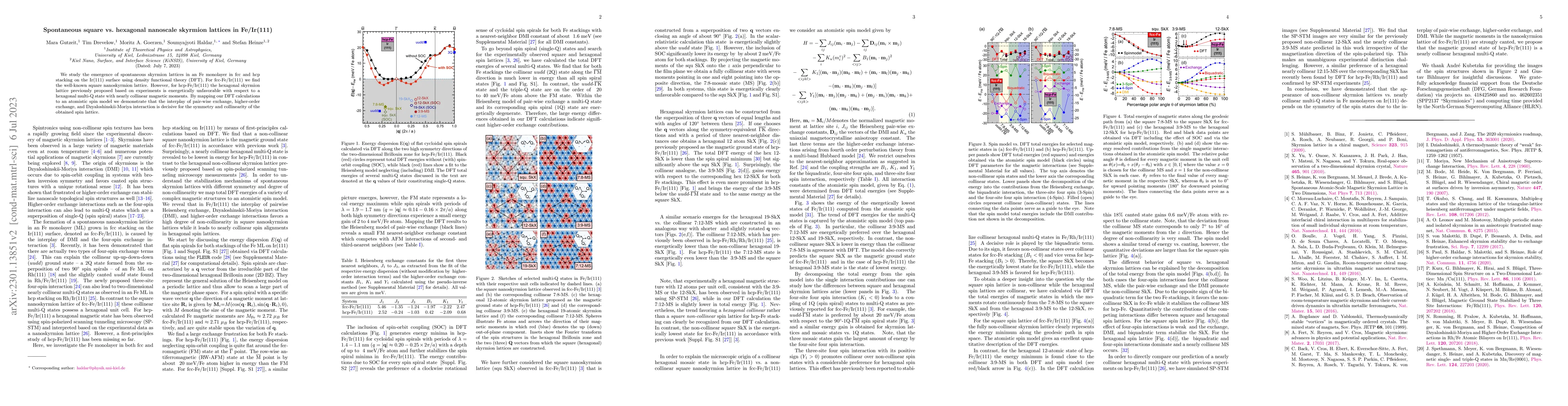 Thumbnail for Spontaneous square vs. hexagonal nanoscale skyrmion lattices in
  Fe/Ir(111)
