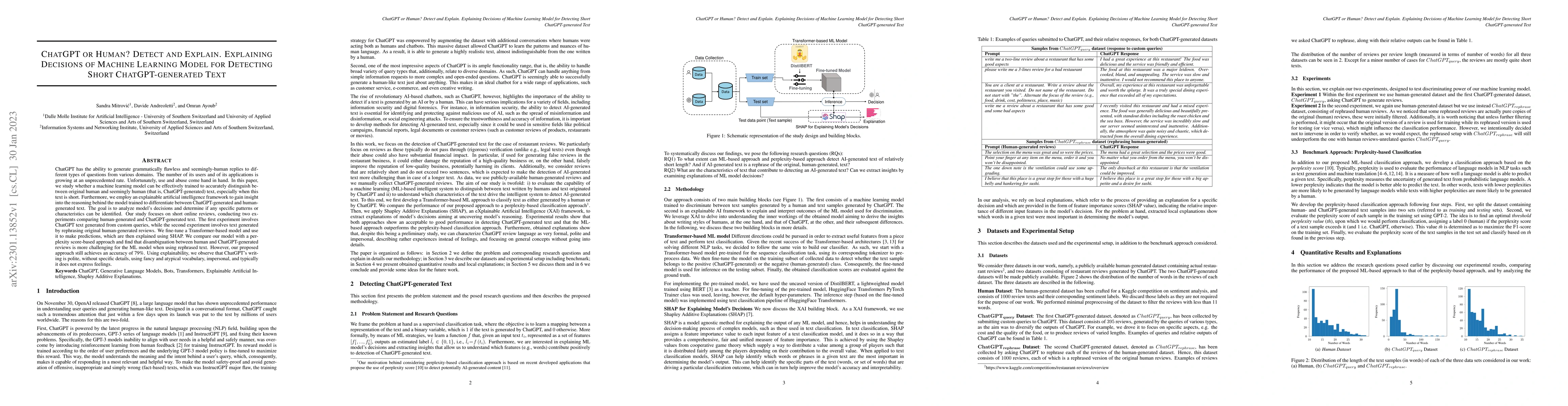 Thumbnail for ChatGPT or Human? Detect and Explain. Explaining Decisions of Machine
  Learning Model for Detecting Short ChatGPT-generated Text