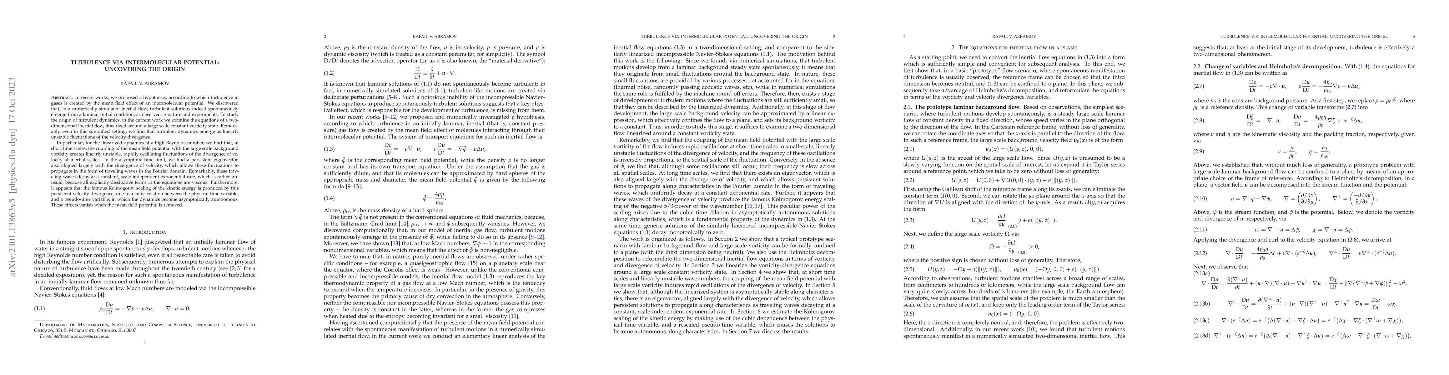 Thumbnail for Turbulence via intermolecular potential: Uncovering the origin