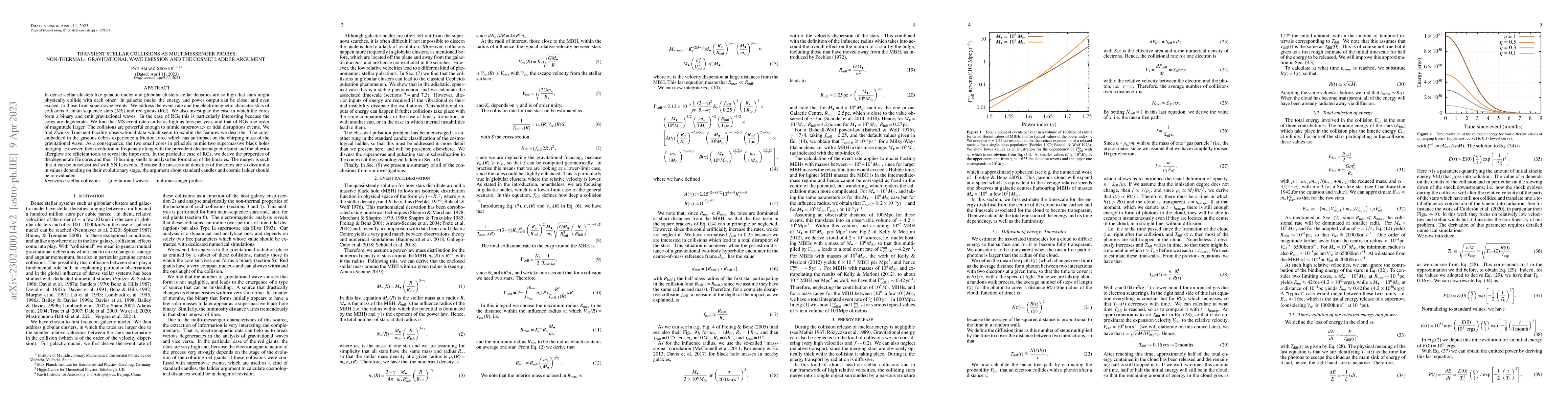 Thumbnail for Transient stellar collisions as multimessenger probes: Non-thermal-,
  gravitational wave emission and the cosmic ladder argument