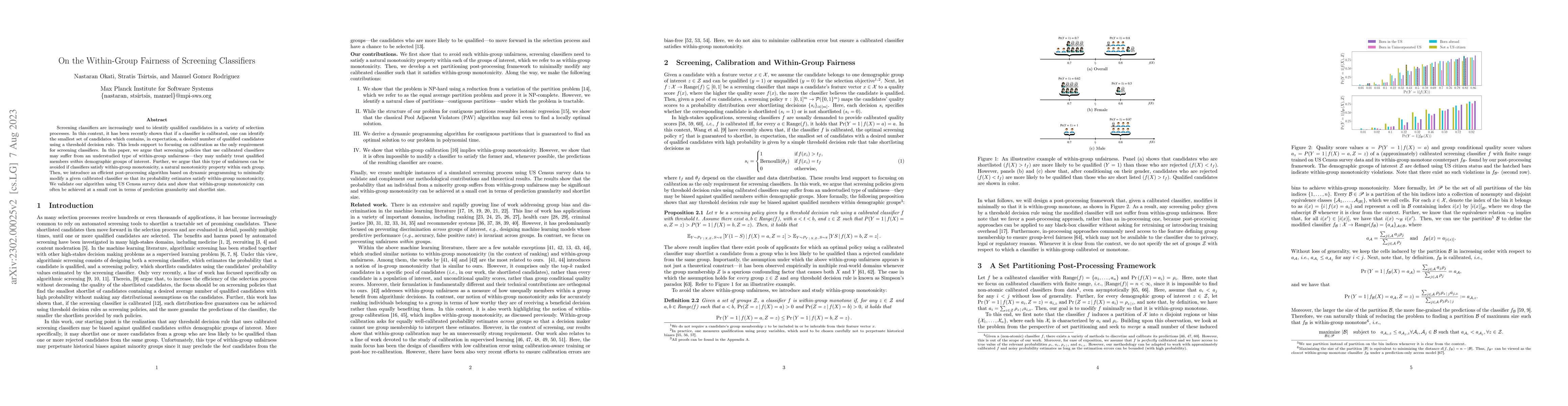 Thumbnail for On the Within-Group Fairness of Screening Classifiers