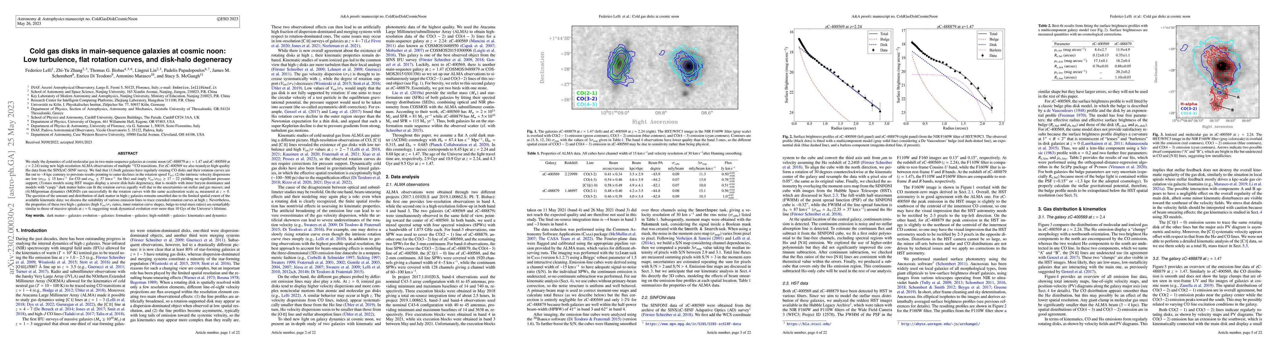 Thumbnail for Cold gas disks in main-sequence galaxies at cosmic noon: Low turbulence,
  flat rotation curves, and disk-halo degeneracy