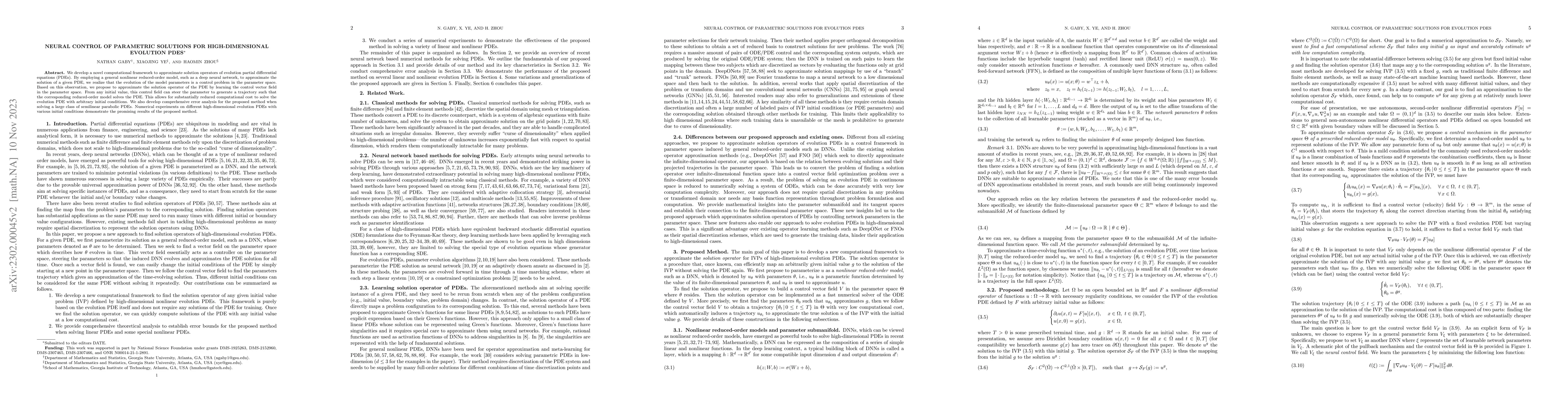 Thumbnail for Neural Control of Parametric Solutions for High-dimensional Evolution
  PDEs