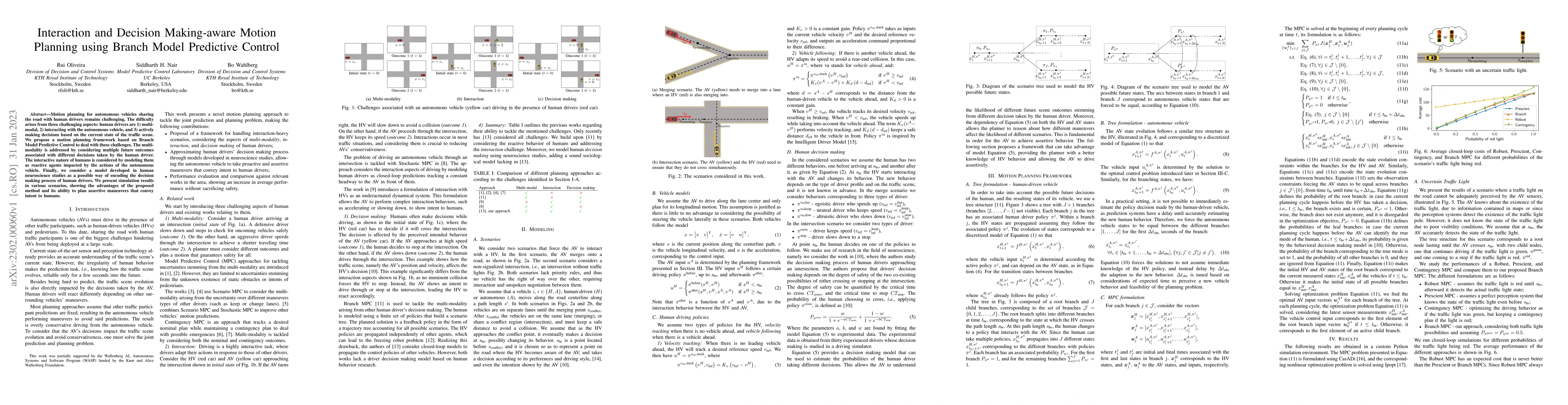 Thumbnail for Interaction and Decision Making-aware Motion Planning using Branch Model
  Predictive Control