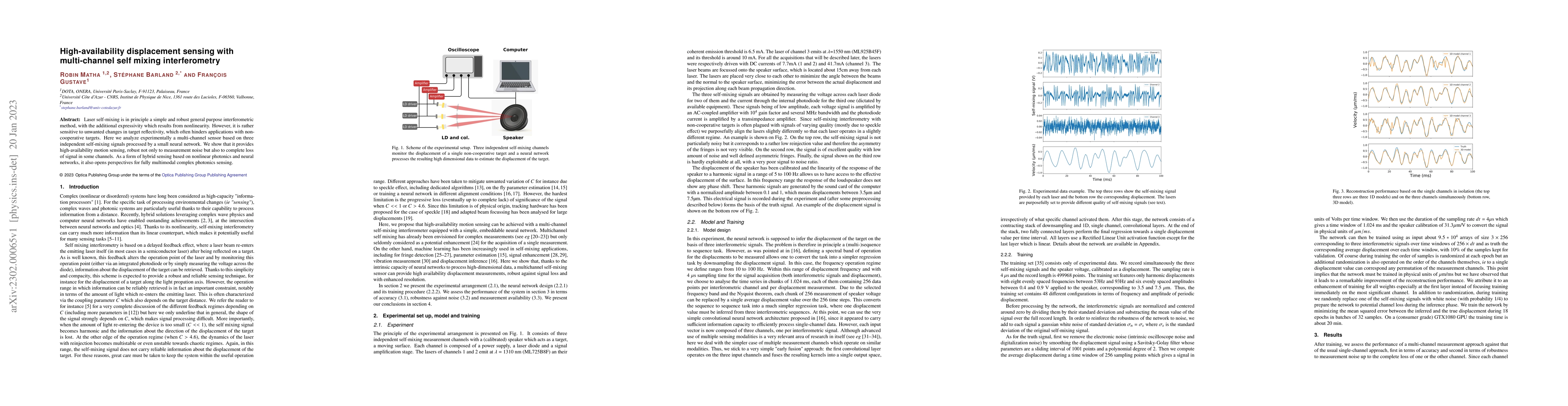 Thumbnail for High-availability displacement sensing with multi-channel self mixing
  interferometry