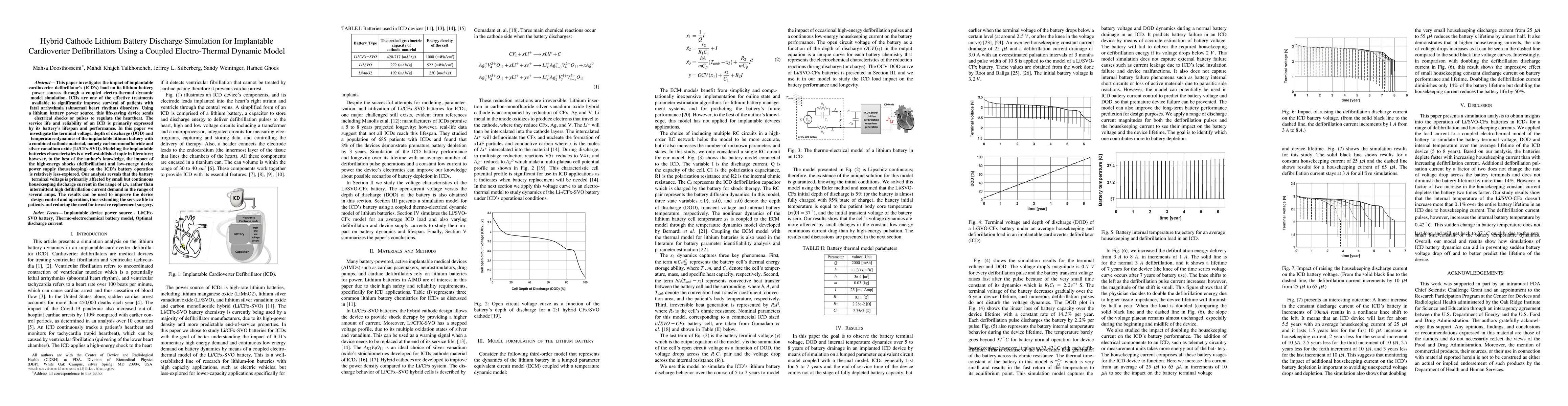 Thumbnail for Hybrid Cathode Lithium Battery Discharge Simulation for Implantable
  Cardioverter Defibrillators Using a Coupled Electro-Thermal Dynamic Model