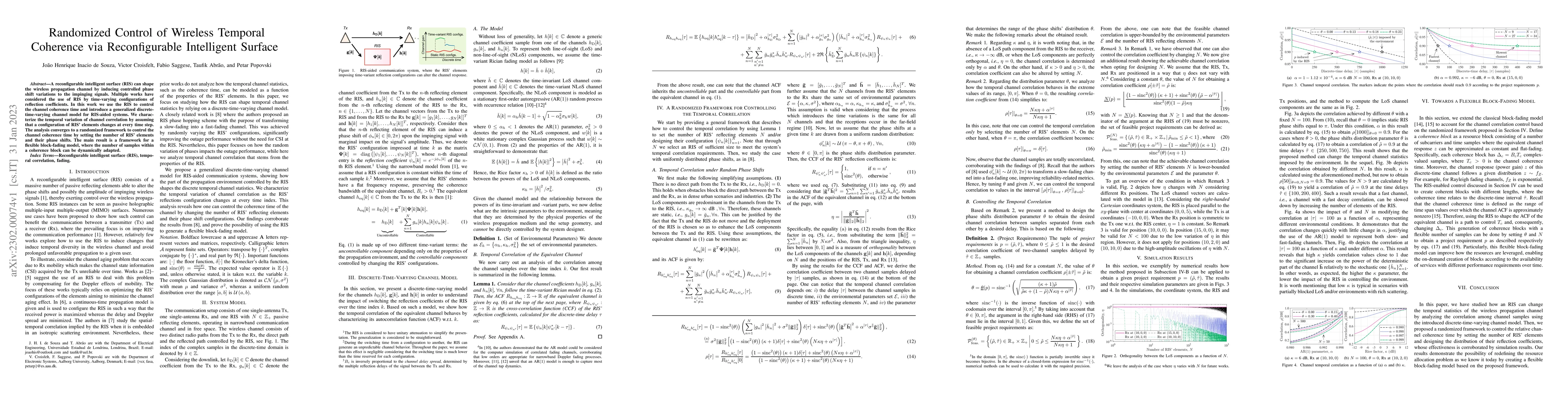 Thumbnail for Randomized Control of Wireless Temporal Coherence via Reconfigurable
  Intelligent Surface