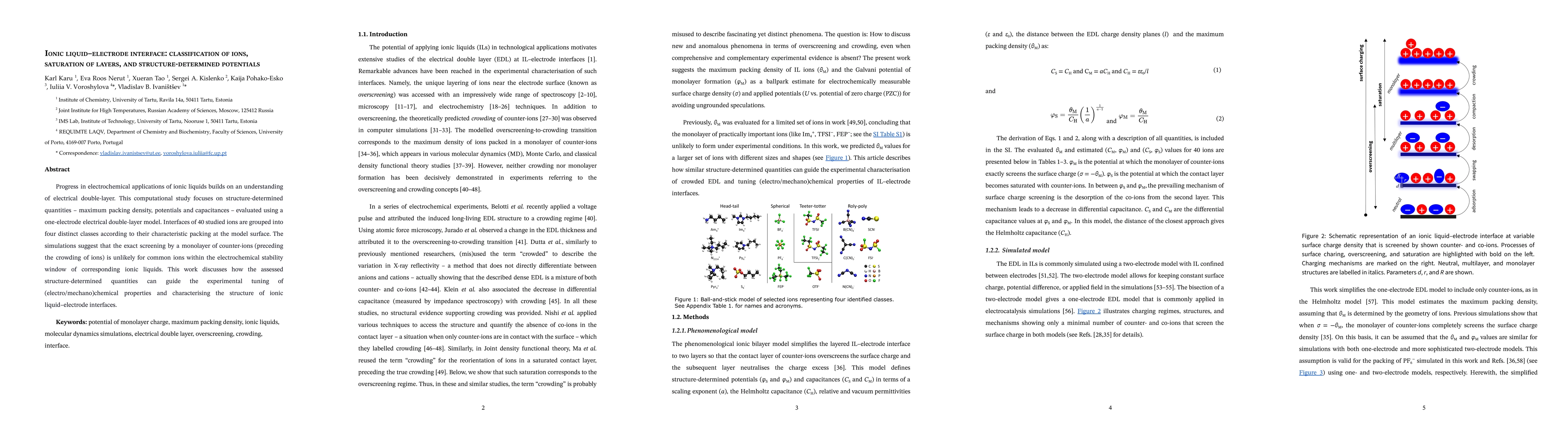 Thumbnail for Ionic liquid-electrode interface: classification of ions, saturation of
  layers, and structure-determined potentials